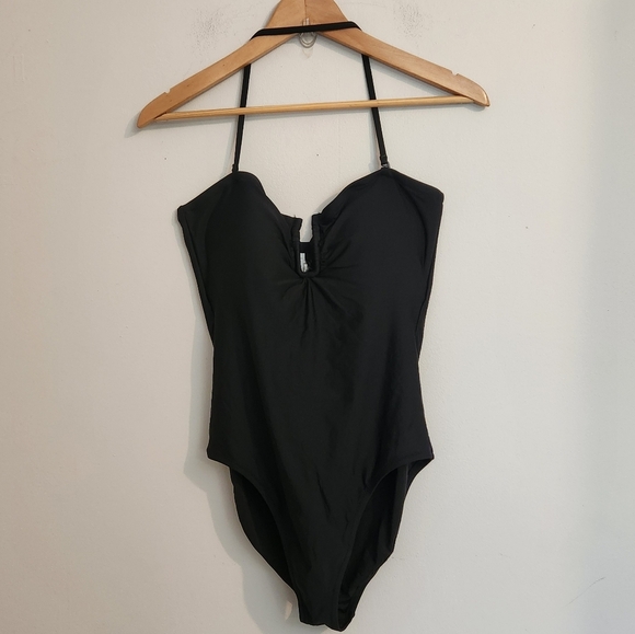 J.Crew Bandeau One-Piece Swimsuit - Black - 10 - Like New! Halter Or Strapless - Picture 2 of 7